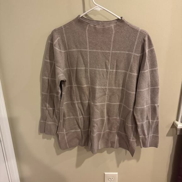 Loft Women’s Window Pane Mock Neck Tan Sweater Size L - Picture 4 of 6